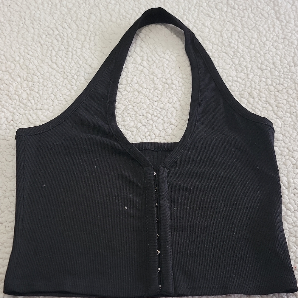 Elegant Black Halter Crop Top